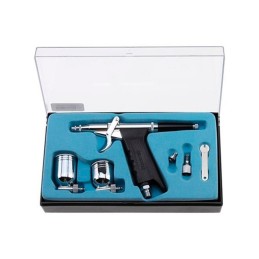 PISTOLA AEROGRAFIA D-116 DOBLE COPA Boquilla: 0.5mm. Capacidad de las copas: 7CC y 10CC.