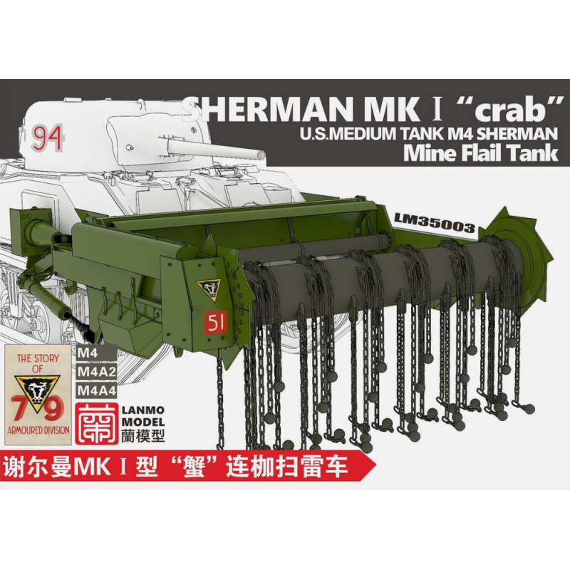 SET CRAB (Quitaminas) SHERMAN MK-I -Escala 1/35- Lanmo LM35003