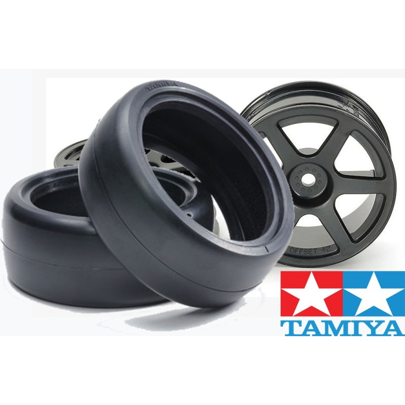 4 NeumaticoS Slick + 4 LlantaS 6 radios 1/10 Touring TAMIYA 53453M