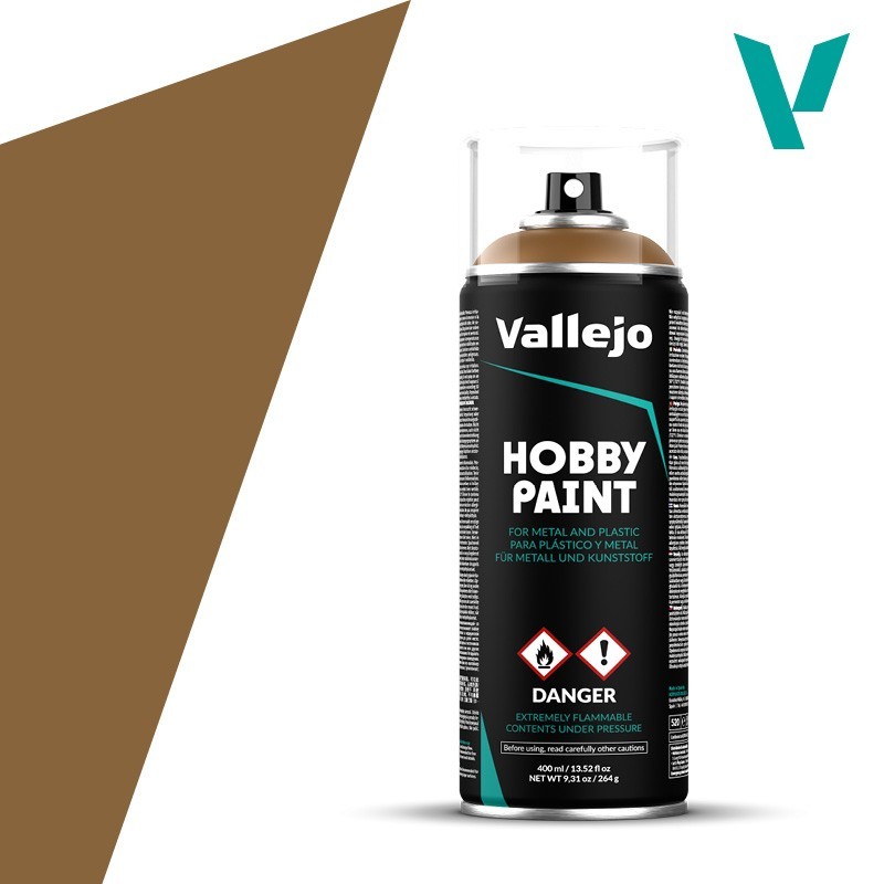 SPRAY HOBBY PAINT MARRON CUERO 400ml  ACRILICOS VALLEJO 28014