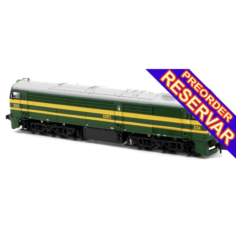 LOCOMOTORA DIESEL 2124 RENFE "PreUIC verde/amarillo" -Escala 1/160 / N- MF Train N13230