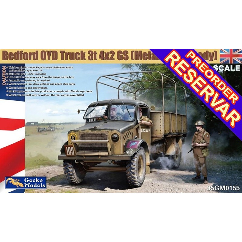 BEDFORD OYD 3t 4x2 GS (Metal Cargo Body) -Escala 1/35- Gecko Model 35GM0155