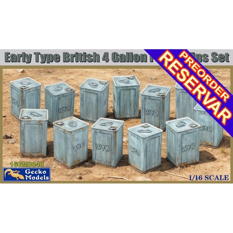PETACAS DE COMBUSTIBLE 4 Galones BRITANICAS Early -Escala 1/16- Gecko Models 16GM0040