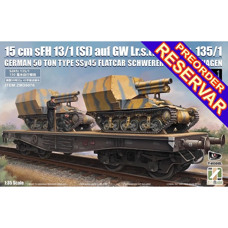 CAÑON AUTOPROPULSADO MARDER I Sd.kfz.135 (f) & VAGON PLATAFORMA Type SSy45 -Escala 1/35- Zimi Model 35076