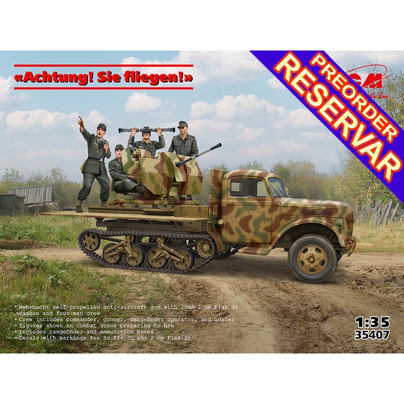 Achtung! Sie fliegen! (CAMION Sd.Kfz.3b & Flak 38 (20 mm) & DOTACION) -Escala 1/35- ICM 35407