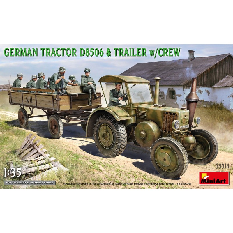 Tractor LANZ BULLDOG D8506 & REMOLQUE & Soldados Alemanes -Escala 1/35- MiniArt 35314
