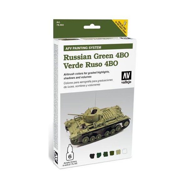 AFV PAINTING SYSTEM: VEHICULOS VERDE RUSO 4BO (6 botes - 8 ml) - Vallejo 78403