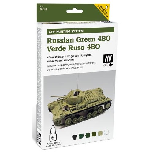 AFV PAINTING SYSTEM: VEHICULOS VERDE RUSO 4BO (6 botes - 8 ml) - Vallejo 78403