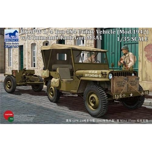 VEHICULO TODOTERRENO JEEP WILLYS Y CAÑON ANTI-CARRO M-3 A1 (37 mm)