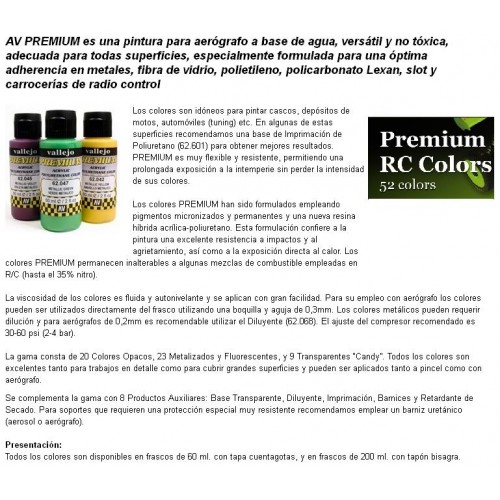 PINTURA LEXAN PREMIUN RC: AMARILLO CANDY (60 ml) - Acrylicos Vallejo 62071