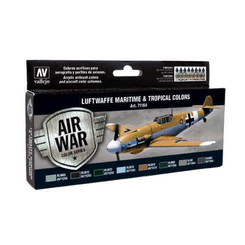 AIR WAR: LUFTWAFFE MARITIME Y TROPICAL COLORS (8 botes x 17 ml) - Acrylicos Vallejo 71164
