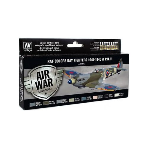 AIR WAR: R.A.F. COLORS DAY FIGHTER 1941 - 45 & P.R.U. (8 botes x 17 ml) - Acrylicos Vallejo 71162