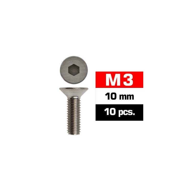 TORNILLO CABEZA AVELLANADA ALLEN (3 x 10 mm) 10 unidades TORNILLO CABEZA AVELLANADA ALLEN (3 x 10 mm) 10 unidades